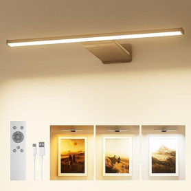 PopoIron Applique pour Tableau sans Fil Rechargeable, Lampe avec Télécommande, Batterie 12000mAh, 3 Couleurs & 5 Luminosités, Éc