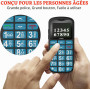 Téléphone portable Ukuu pour personnes âgées avec bouton SOS, base de charge, touches de volume élevées USB-C, batterie 1000 mAh