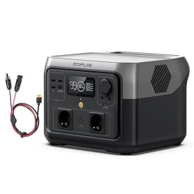 Station électrique portable ECOFLOW RIVER 2 MAX avec câble solaire, batterie LiFeP04, 512 Wh charge rapide en 1 heure, sortie 10