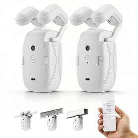 Eirolace 2 Pièces Ouvre-Rideau Automatique, Rideau Electrique Interieur 3 in 1 - Robot de Rideau Électrique avec Télécommande, M