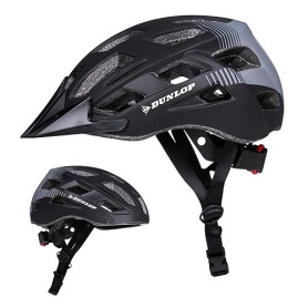 Dunlop Casque avec Lumière pour Vélo - Réglable de 55 à 58 CM - pour Femmes et Hommes - avec Éclairage LED 3 Modes - Noir