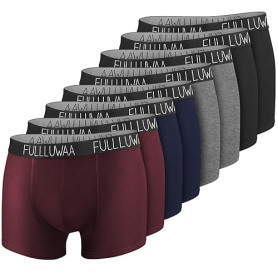 Fullluwaa Boxer Homme Coton Lot de 8, Doux Confortable, Ceinture Élastique | Calecon Homme, Coton Doux, Étiquette Sans Couture,