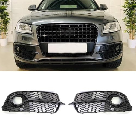 GSRECY Paire de grilles d'aération pour pare-chocs avant droit et gauche compatible avec Q5 S Line 2013-2017 (noir)
