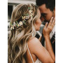 IYOU Cristal De Mariée Cheveux Vigne Vert Strass Mariage Bandeau Feuille Perles Casque Bal de Promo Faire la Fête Accessoires po