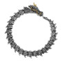 Flongo Bracelet serpent dragon pour homme: gothique viking acier inoxydable flexible flexible flexible tête de dragon avec corne