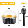 KAHEIGN 50 Pièces Mini Moules à Gâteaux avec Couvercles et Cuillères, 150ml Plats de Cuisson Ronds en Papier D'aluminium Petites