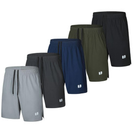 Bsrpolry Lot de 5 shorts de course à pied pour homme à séchage rapide pour jogging, shorts de sport pour homme avec poches et ta