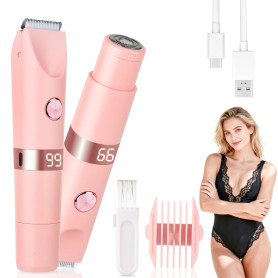 Beanify Épilateur Bikini Femme Étanche IPX7, Rasoir Électrique Double Tête 2 en 1 avec Écran LED, Rechargeable par USB, Épilatio