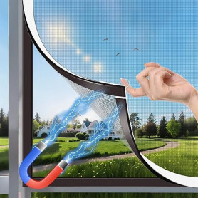 HOFUDON Moustiquaire Fenêtre Magnétique 130x150 cm,Durable Fibre de Verre, Taille Ajustable DIY,Moustiquaire Aimantée Fenetre Sa