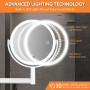 Auxmir Miroir Grossissant 30X/1X avec Affichage Batterie, Bouton Tactile Double Face, 3 Modes Lumière, Installation Murale sans 