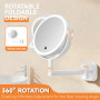 Auxmir Miroir Grossissant 30X/1X avec Affichage Batterie, Bouton Tactile Double Face, 3 Modes Lumière, Installation Murale sans 