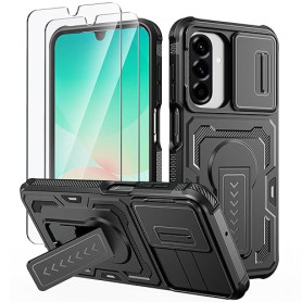 Lanhiem Coque pour Samsung Galaxy A17 5G/A26 5G/A16 5G 4G avec 2 Verre Trempé, Lentille Coulissante Couverture et Support, Antic