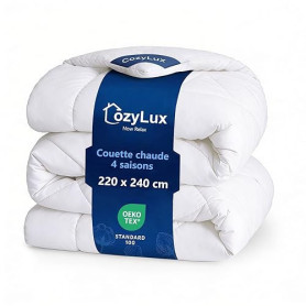 CozyLux Couette 220x240 tempérée pour Lit 2 Personnes, Édredon 300g/m² pour 4 Saisons, avec 4 Boucles D’Angle, Couverture en Mic
