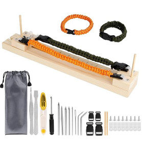 Ledoo 20 Kit Fabrication Paracorde, Kit de Tissage de Paracordes, 35cm Gabarit de Paracorde Réglables en Bois - Longueur Réglabl