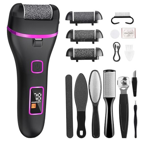 Wolady Lime électrique rechargeable et étanche pour callosités des pieds - Élimine la peau dure - Pour talons fissurés, brosse à
