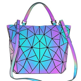 BestoU Sac a Main Femmes Géométrique Shard Lattice Design PU Cuir Sac Bandoulière Noir (Type 2)