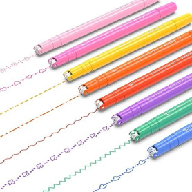 AECHY Stylos à Courbes Colorées pour la Prise de Notes, Marqueurs à Double Pointe avec 8 Formes de Courbes Différentes & 8 Coule