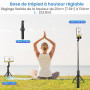 Gbformat Magnétique Perche à Selfie & Trepied Smartphone avec Télécommande Amovible et Anneau Magnétique, Support de Téléphone E