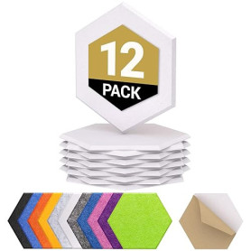 TONOR Lot de 12 Panneau Acoustique Mural Autocollante, 30 x 26 x 1cm Panneaux muraux 3D Acoustique à Haute Densité, Mousse Acous