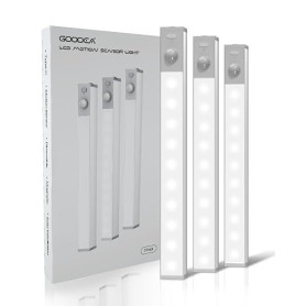 GOODEA Lampe de Placard LED Rechargeable 18cm Sans Fil,3 Pcs Réglette LED Lumiere Armoire Détecteur de Mouvement Pour Armoire à