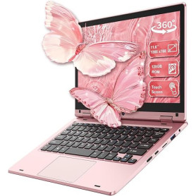 11,6'' Ordinateur Portable Tactile Pliable à 360°, Laptop Celeron N4020, 6Go RAM 128Go SSD, WiFi (2,4G/5G), Bluetooth, 1366 x 76