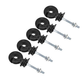 Ausla Lot de 100 Isolateurs pour Clôture Électrique Noir, Isolants à Anneau Vissable Anti-intempéries, Remplacement pour Clôture