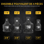 LEXIVON Adaptateur pour impact Réducteur, jeu de 4, 1/2" à 3/8" | 1/4" à 3/8" | 3/8" à 1/4" | 3/8" à 1/2" | Jeu d'adaptateurs de