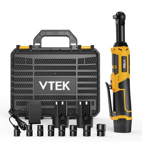 VTEK Clé à cliquet sans fil étendue 3/8" Clé à cliquet électrique 12V 40 pi-lb 400 tr/min,Déclencheur à Vitesse Variable