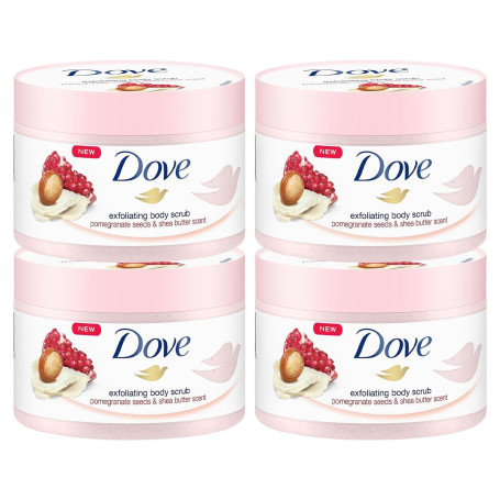 Dove Gommage Crème Douche pour Peau Soyeuse et Lisse - 4 x 225 ml
