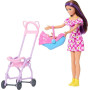 Barbie Skipper Babysitters Inc. Coffret avec poupée brune | Poupée bébé blonde, poussette avec siège auto amovible et 7 accessoi