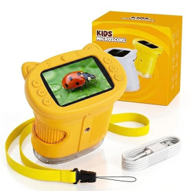 OAEBLLE Microscope Enfant, Numérique 4K avec Écran HD 2,4" et Zoom 1000X, Loupe Électronique Portable 8 LED USB Photo Vidéo, Jou