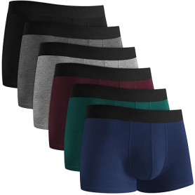 QINCAO Boxers Homme Lot de 6, Coton sans Logo, Confort Bien ajusté | Confortable en Coton de Haute Qualité, Épouse les Formes, S