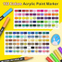 Lyuvie 132 Couleurs Feutre Acrylique,66 Pcs Acrylic Paint Marker Marqueur Peinture Acrylique Pointe Brush pour Roche Tissu Pierr