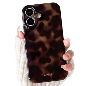 NITITOP Coque pour iPhone 16 Léopard Tortue Motif, Marron | Mignon Ambré Imprimé, Esthétique Design, pour Femmme Fille Homme, So