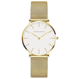 HANNAH MARTIN Très Mince Montre pour Femme Quartz Analogique Étanche Acier Inoxydable