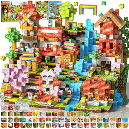 Construction Magnetique Enfant 330 pièces 2CM Magnetic Blocks 3+ Jeux Aimants, Bloc de Cube Magnétique de pour Garçon et Fille,