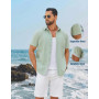 COOFANDY Chemise Homme Manches Courtes en Coton Décontractée d’Été pour Plage avec Pochette Poitrine