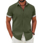 COOFANDY Chemise Homme Manches Courtes en Coton Décontractée d’Été pour Plage avec Pochette Poitrine