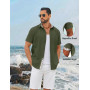 COOFANDY Chemise Homme Manches Courtes en Coton Décontractée d’Été pour Plage avec Pochette Poitrine
