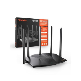 Tenda RX12 Pro Routeur WiFi 6 AX3000 Dual Band Gigabit, 2404Mbps/5GHz + 574 Mbps/2.4GHz, 4 Ports Gigabit, Largeur de Bande 160MH