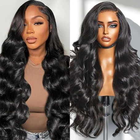 Junemet 26 Pouces Perruque Cheveux Humain Femme Naturelle Brésilien Densité 200% 13x4 Body Wave Lace Wig Perruque Femme Glueless