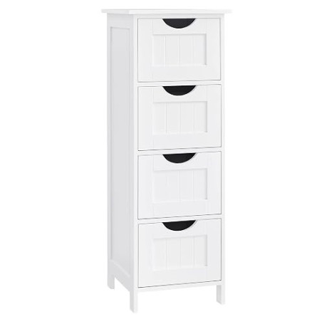 VASAGLE Meuble de Salle de Bain, Armoire sur Pied, avec 4 Tiroirs, 30 x 30 x 82 cm, pour Salon, Salle à Manger, Cuisine, Style M