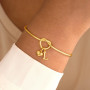 TINGN Bracelets avec initiale en or pour femme, plaqué or véritable 14 carats, bracelet avec initiale en cœur, bracelets personn