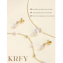 KRFY Parure Bijoux Femme Bijoux Acier Inoxydable Femme Or Argent Boucle d'oreille Bracelet Collier Perle Zircon Cubique Créoles 