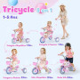 HappyGoLucky 5 en 1 Tricycle évolutif Enfant, Draisienne 1-5 Ans-Roues Lumineuses/Poignée Parentale/Sièges&pédales Réglables