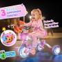 HappyGoLucky 5 en 1 Tricycle évolutif Enfant, Draisienne 1-5 Ans-Roues Lumineuses/Poignée Parentale/Sièges&pédales Réglables