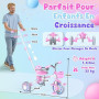 HappyGoLucky 5 en 1 Tricycle évolutif Enfant, Draisienne 1-5 Ans-Roues Lumineuses/Poignée Parentale/Sièges&pédales Réglables