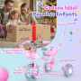 HappyGoLucky 5 en 1 Tricycle évolutif Enfant, Draisienne 1-5 Ans-Roues Lumineuses/Poignée Parentale/Sièges&pédales Réglables