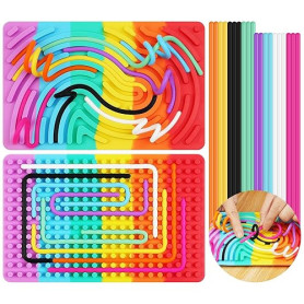 AUAUY Tableau D'activité Sensorielle Enfant, Jouet Anti-Stress en Silicone | Planche Sensorielle Double Face avec Sac Portable e