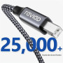 RAVIAD Câble Imprimante [2M] Cable USB 2.0 type B Câble USB A vers USB B | Nylon Tressé Cable Imprimante USB Compatible avec HP